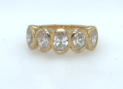 18K Yellow Gold Diamond Anniversary Band - 5 Oval Diamonds