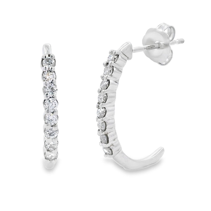 Sterling Silver Lab Grown Diamond J Hoop Earrings 0.25ctw