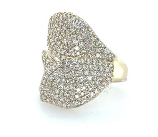 14K Yellow Gold Diamond Pave Leaf Ring - 2.23ctw Natural Diamonds