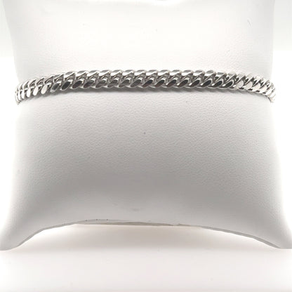 14K White Gold Miami Cuban Link Bracelet - 5.2mm, 8.25"