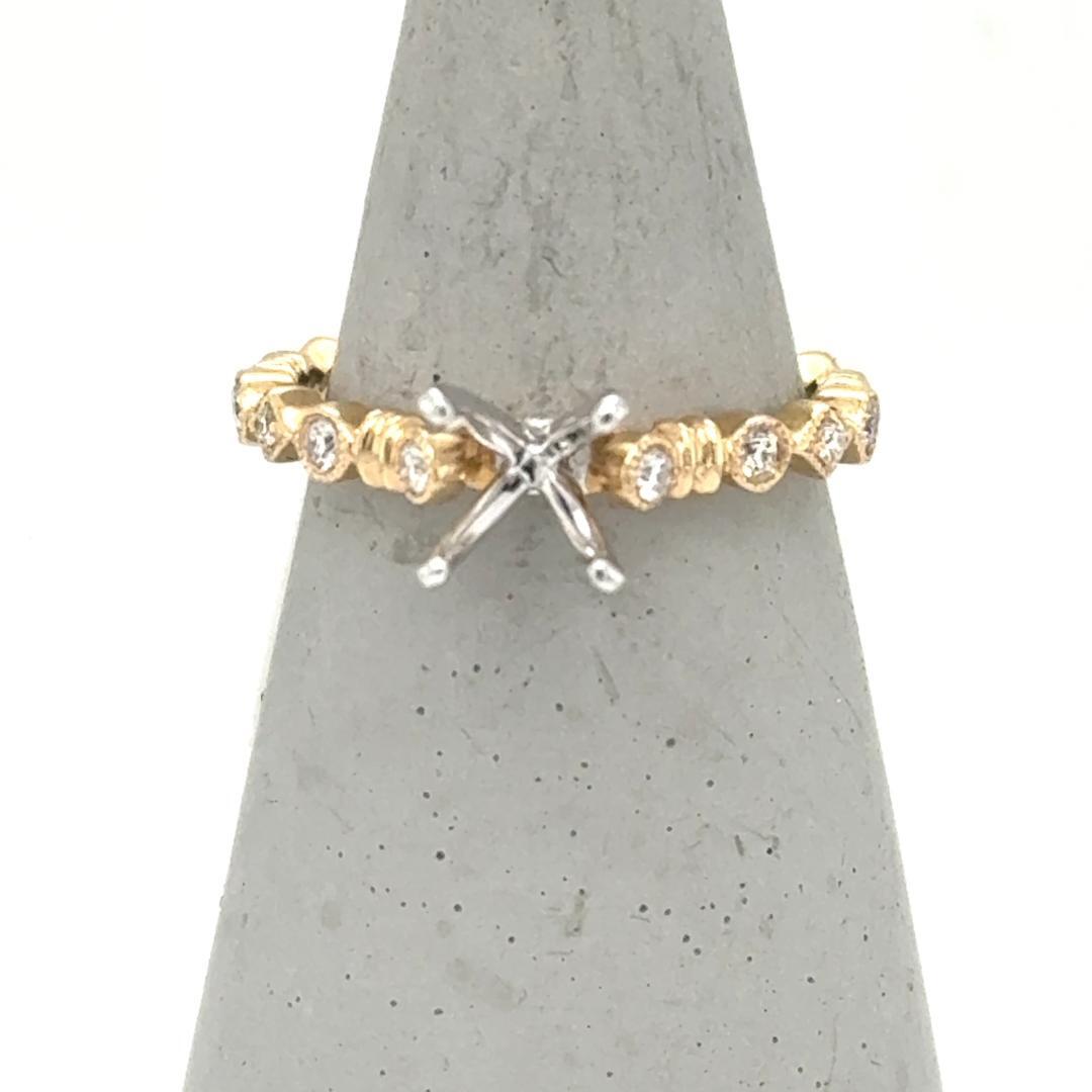 14K Yellow Gold Stackable Diamond Engagement Ring 0.13ctw