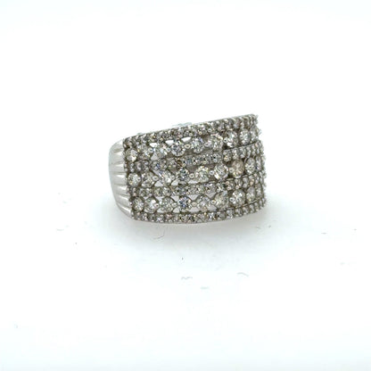 10K White Gold 2.0ctw Diamond Band Ring - 7 Row Design Size 7