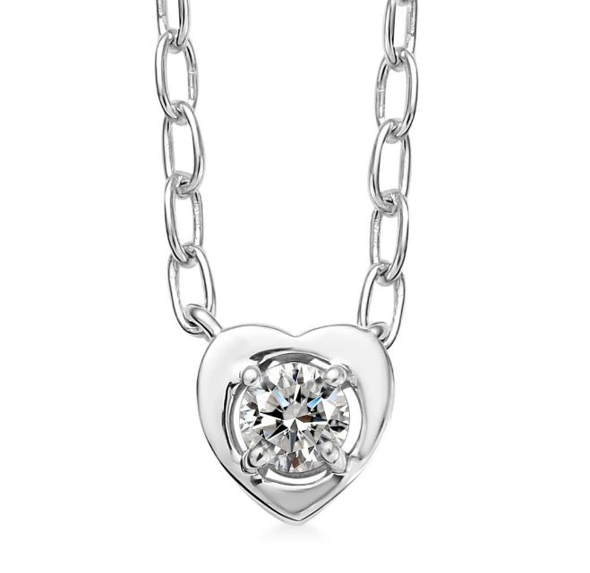 Sterling Silver Lab Grown Diamond Heart Pendant Necklace