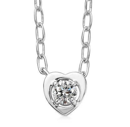 Sterling Silver Lab Grown Diamond Heart Pendant Necklace