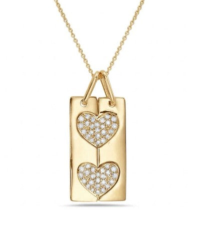 14K Yellow Gold Diamond BFF Pendant with 18" Chain