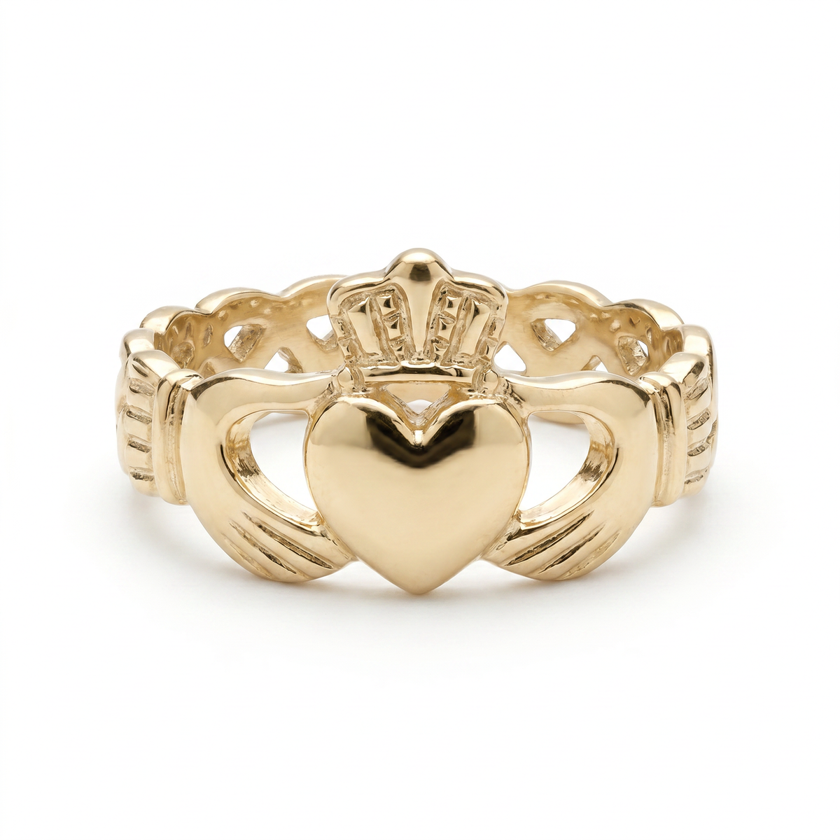 14K Yellow Gold Irish Claddagh Ring for Men - Size 11