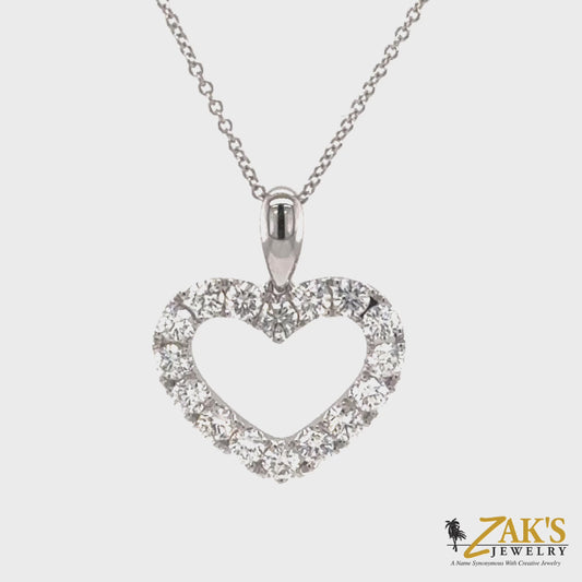 14K White Gold Diamond Heart Pendant